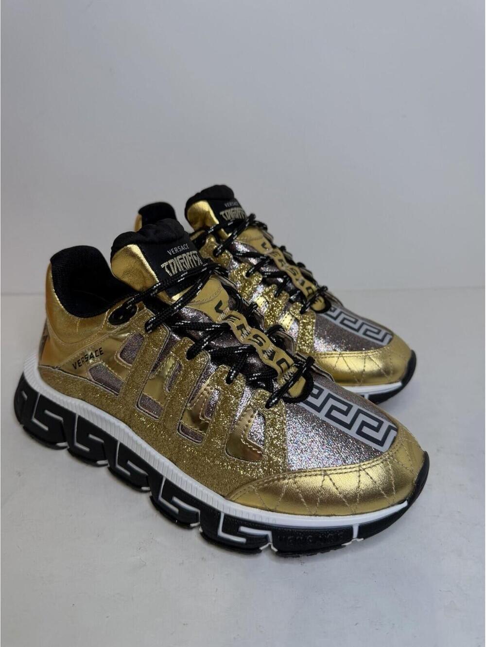 Versace Trigreca Sneakers Gold Glitter Womens EU36 US6